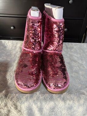 UGG Pink Sequin Classic Short Boots